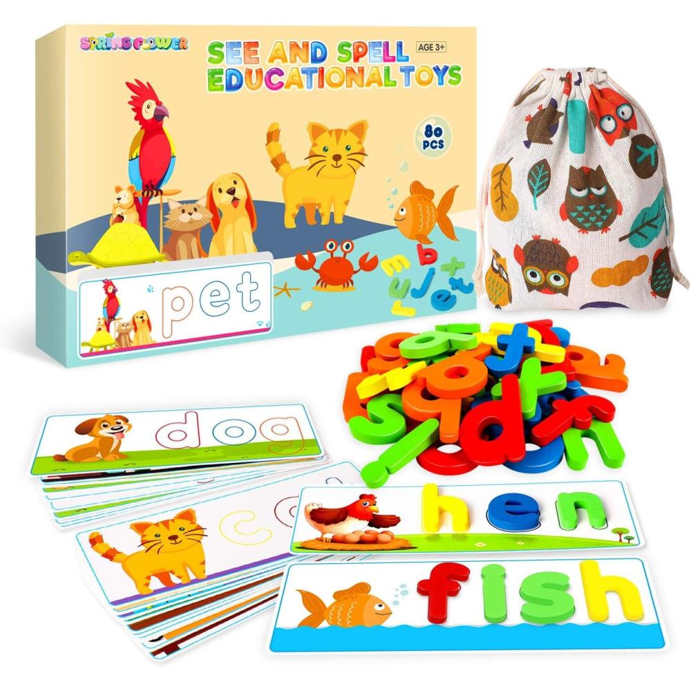 image:imageSpringFlower See amp Spell Matching Letter ToyLearning Educational Toy For 3 4 5 6 Years Old Boys And GirlsPreschool Learning ActivitiesShape amp Color Recognition GameCvc Word Builders For Kids80Pcs