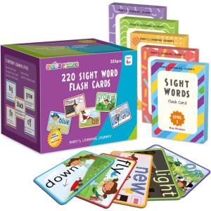 SpringFlower Sight Words Flash Cards with Pictures,Motions&Sentences, 220 Dolch Sight Words for Preschool, Kindergarten, 1st, 2nd & 3rd Grade.Homeschool, Learn to Read, Phonics Learning,235 Pieces(220 Sight words)