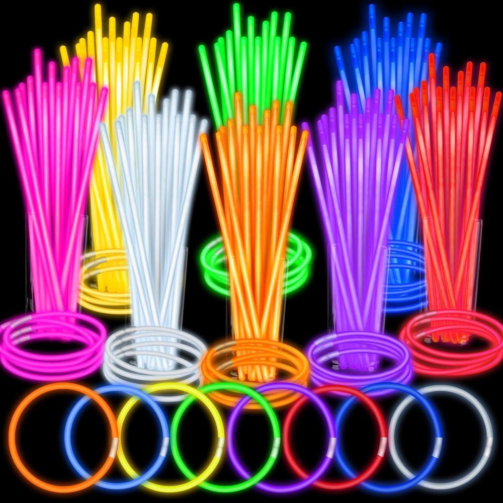 image:imageSpringFlower 100 PCS Glow Sticks Bulk Party Favors 8 Glow in the Dark Party Supplies Light Sticks for Party Favors Glow Necklaces and Bracelets for Kids or Adults300 Pack