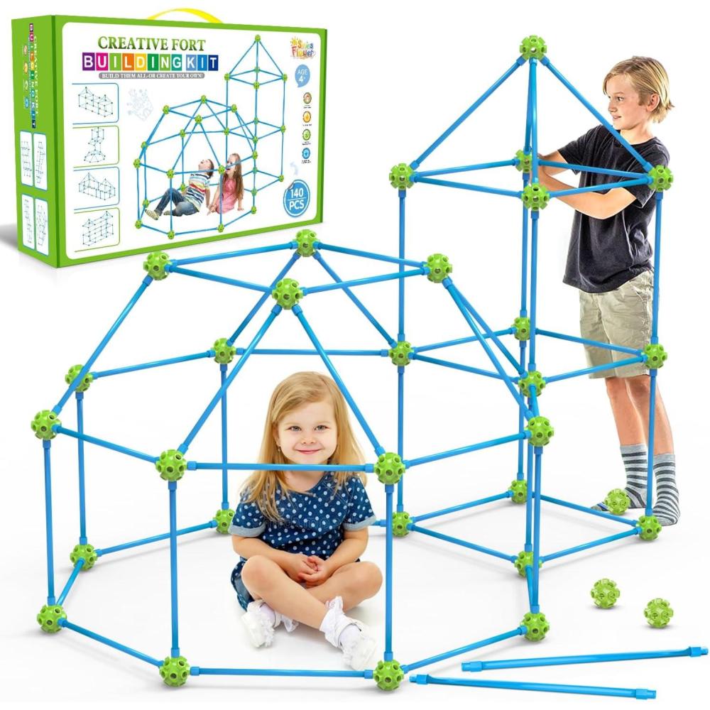image:imageSpringFlower Fort Building Kit for KidsSTEM Construction Toys Educational Gift for 3 4 5 6 7 8 9 10 11 12 Years Old Boys and GirlsUltimate Creative Set for Indoor amp Outdoors Activity100 PcsBluegreen