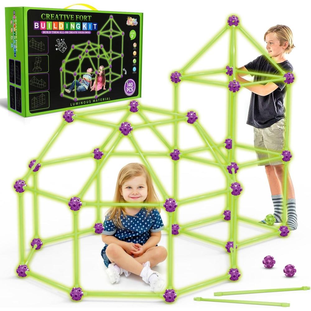 image:imageSpringFlower Fort Building Kit for KidsSTEM Construction Toys Educational Gift for 3 4 5 6 7 8 9 10 11 12 Years Old Boys and GirlsUltimate Creative Set for Indoor amp Outdoors Activity100 PcsGlow Green
