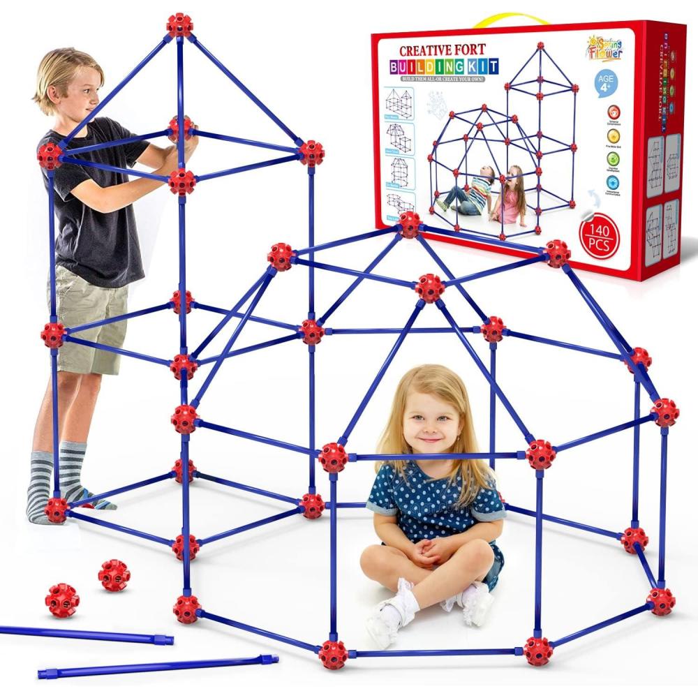 image:imageSpringFlower Fort Building Kit for KidsSTEM Construction Toys Educational Gift for 3 4 5 6 7 8 9 10 11 12 Years Old Boys and GirlsUltimate Creative Set for Indoor amp Outdoors Activity100 PcsRed