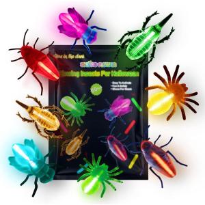 Glow Critters for Halloween Party Favor, Glow in The Dark Toys Set for Kids, School Classroom Game Rewards, Trick or Treating Goodie Supplies, Halloween Miniatures/Prizes,20 Critters 40 Glow Sticks(Glow Spider)