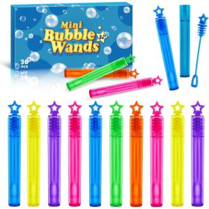 SpringFlower 66 Pieces Mini Bubble Wands,Bubble Party Favors Assortment Toys for Kids,Themed Birthday, Halloween, Goodie Bags, Carnival Prizes, Wedding,Outdoor Gifts for Girls & Boys(36 Star)