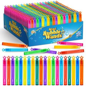 SpringFlower 66 Pieces Mini Bubble Wands,Bubble Party Favors Assortment Toys for Kids,Themed Birthday, Halloween, Goodie Bags, Carnival Prizes, Wedding,Outdoor Gifts for Girls & Boys(400 Star)