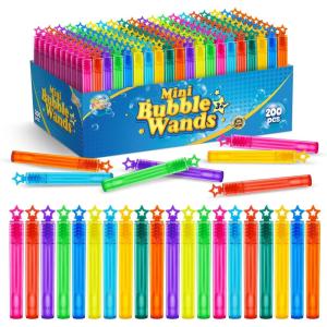 SpringFlower 66 Pieces Mini Bubble Wands,Bubble Party Favors Assortment Toys for Kids,Themed Birthday, Halloween, Goodie Bags, Carnival Prizes, Wedding,Outdoor Gifts for Girls & Boys(200 Star)
