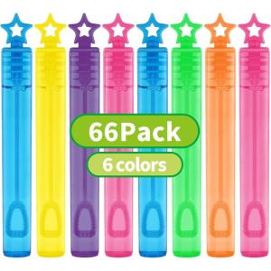 SpringFlower 66 Pieces Mini Bubble Wands,Bubble Party Favors Assortment Toys for Kids,Themed Birthday, Halloween, Goodie Bags, Carnival Prizes, Wedding,Outdoor Gifts for Girls & Boys(66 Star)