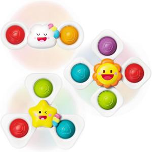 SpringFlower Baby Toys 0-6-12-18 Months,Suction Cup Spinner Toys,Baby Bath Toys for Boy&Girl, Sensory Toys &Travel Table Toy for Toddlers, Birthday Gifts for 1 2 3 Year Old Toddler(Sun)