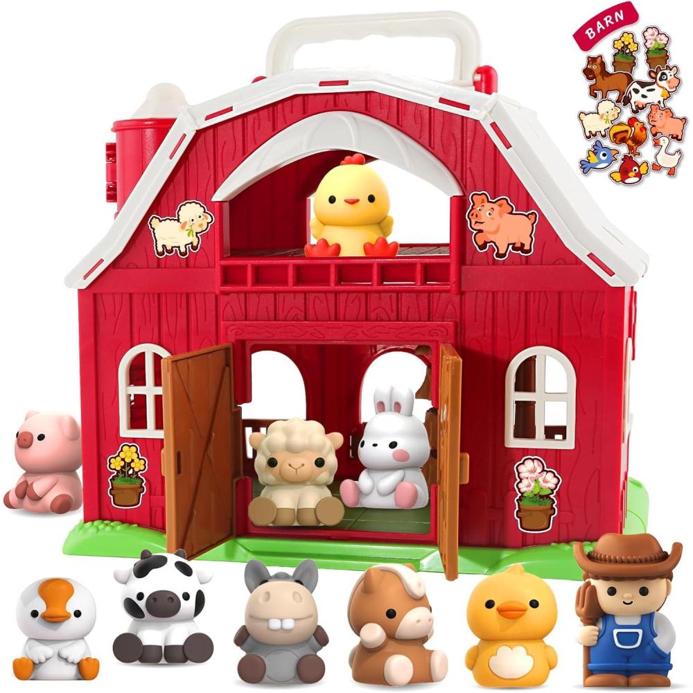 image:imageSpringFlower Toddler Toys for 1 2 3 Years Old Boys and Girls Big Barn Toy with Farm AnimalEducational Montessori Toys Farm Pretend Playset Toy Christmas Birthday Gift for Toddler Baby Boys Girls