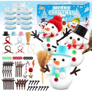 SpringFlower 12 Pack Christmas Craft, DIY Snowman Kit for Kids, Snowman Kit Indoor Decorations, Xmas Craft Xmas Activities Party Supply for Classroom School Home, Christmas Gift for Kids