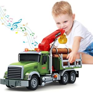 SpringFlower Toy for 3 4 5 6 7 Years Old Boy,15″ Large Garbage Truck Toys for Kids,Friction Powered Garbage Truck with Sound and Light, Trash Bins,Learning Cards,Birthday Gifts for Boys & Girls(Farm Truck)
